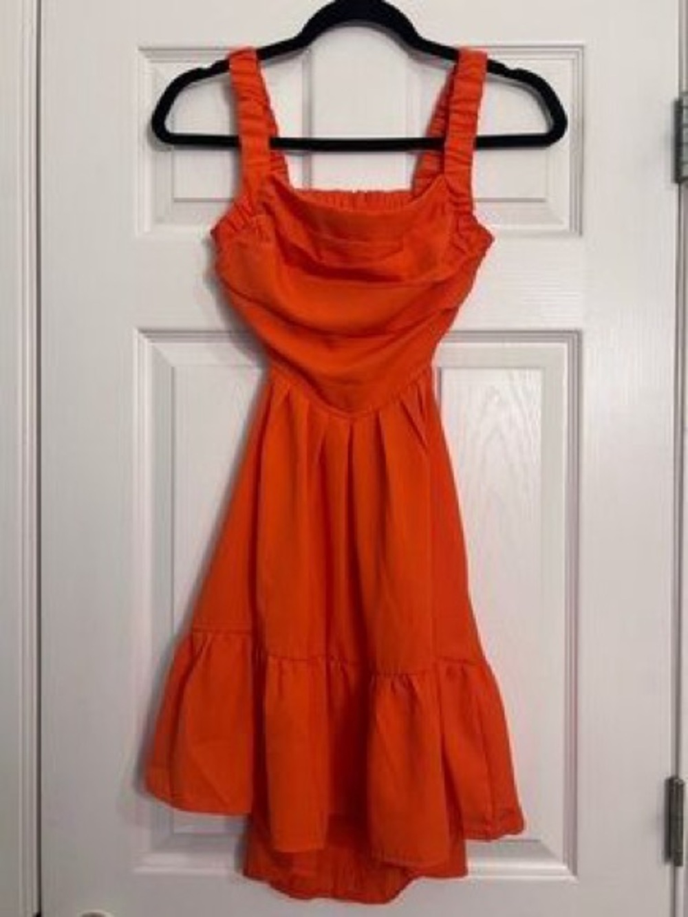SHEIN gorgeous backless dress Bright Orange Ruffled Sundress